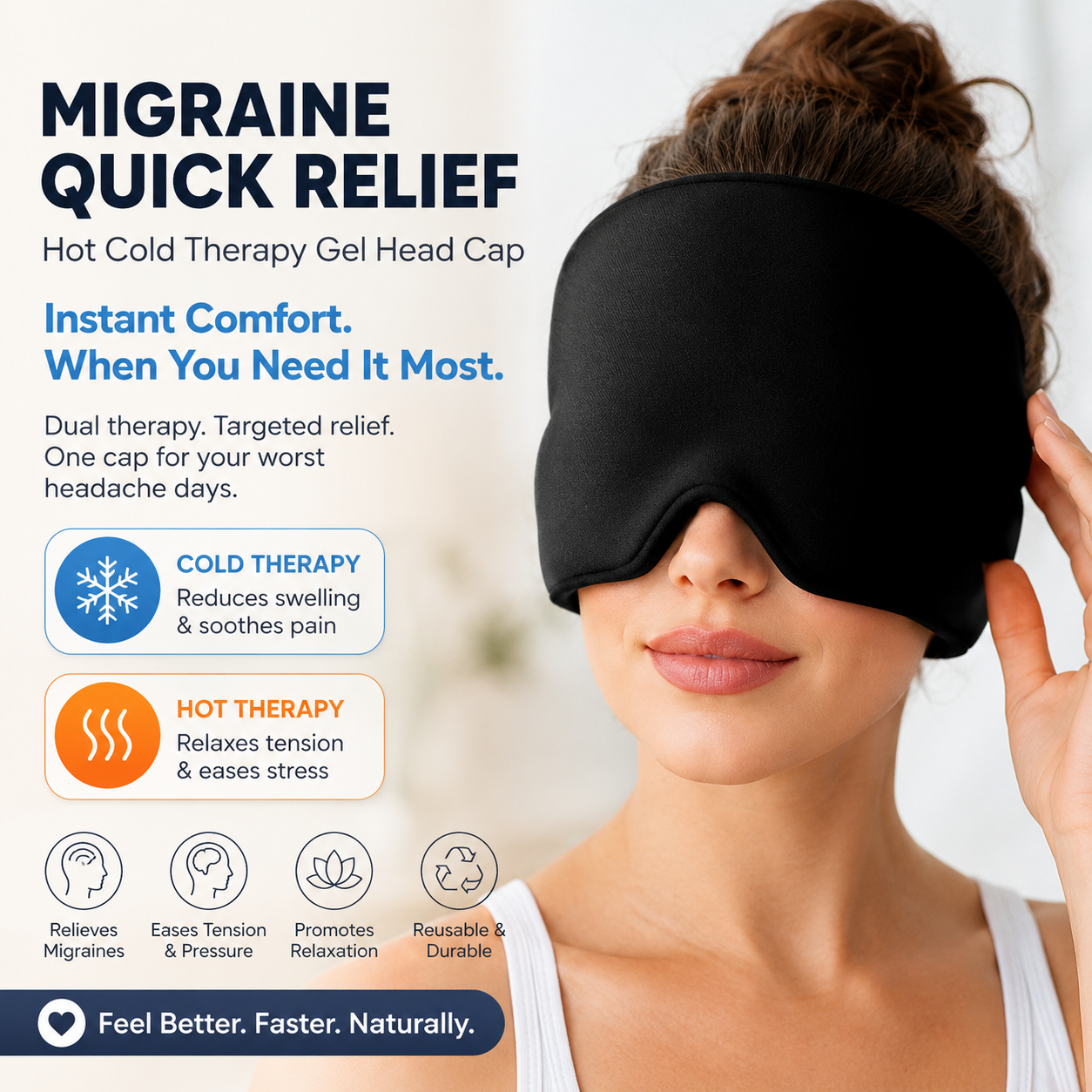 Migraine Quick Relief Hot Cold Therapy Gel Head Cap