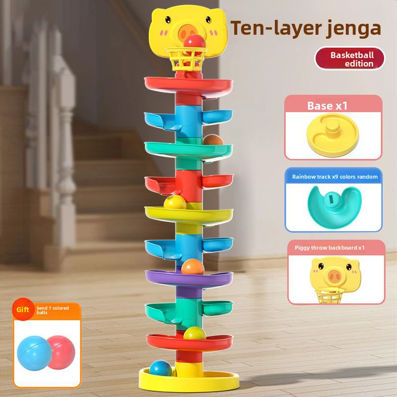 Baby Early Education Stacking Toy with Rolling Tracks