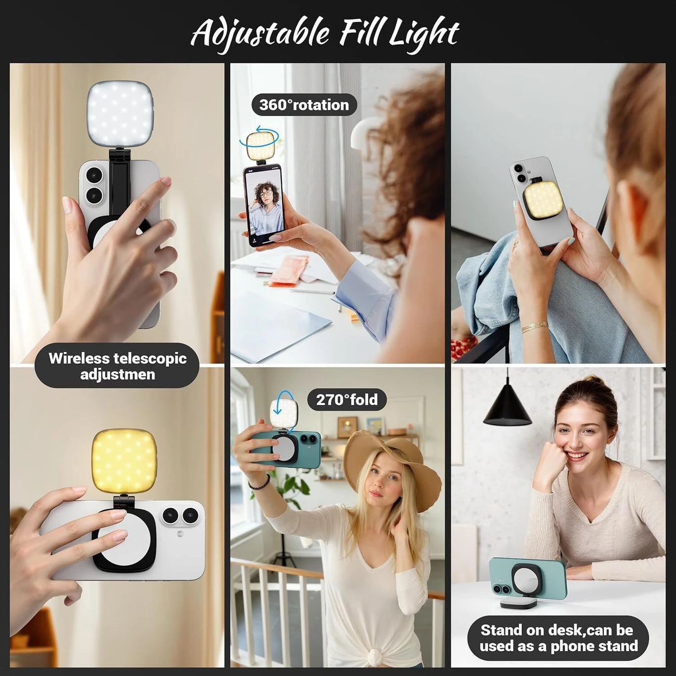 2-In-1 Magnetic Portable Makeup Mirror & Selfie Light