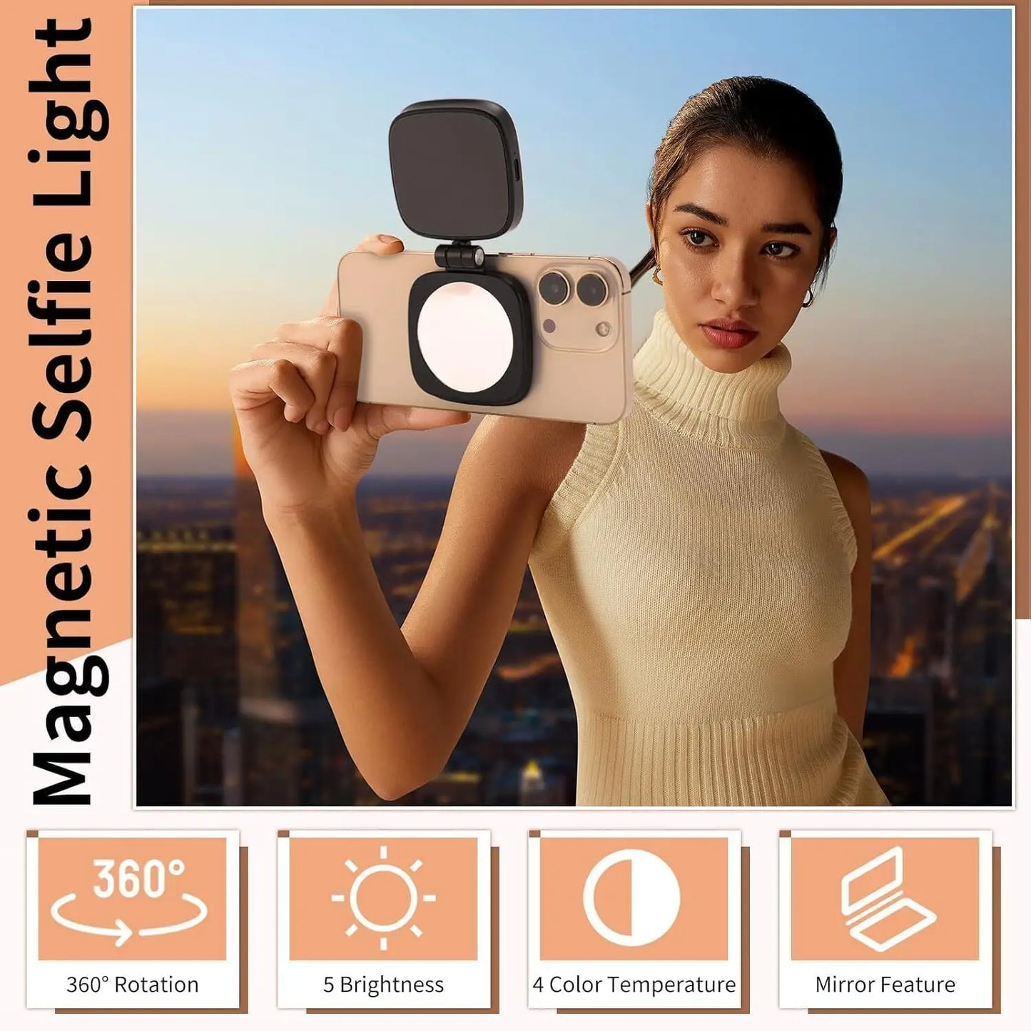 2-In-1 Magnetic Portable Makeup Mirror & Selfie Light