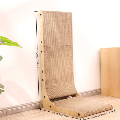 L-Shaped Vertical Cat Scratching Board with Ball