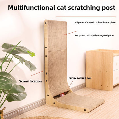 L-Shaped Vertical Cat Scratching Board with Ball