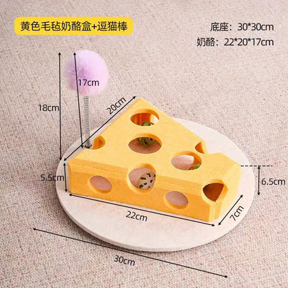 Cat Toy Self-Entertainment Boredom-Relief Gadget for Kittens and Cats, Educational Maze, Hole-Punching Felt Box, Teasing Cat Bell Ball