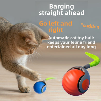Electric Smart Cat Ball Toy with Feather Attachments