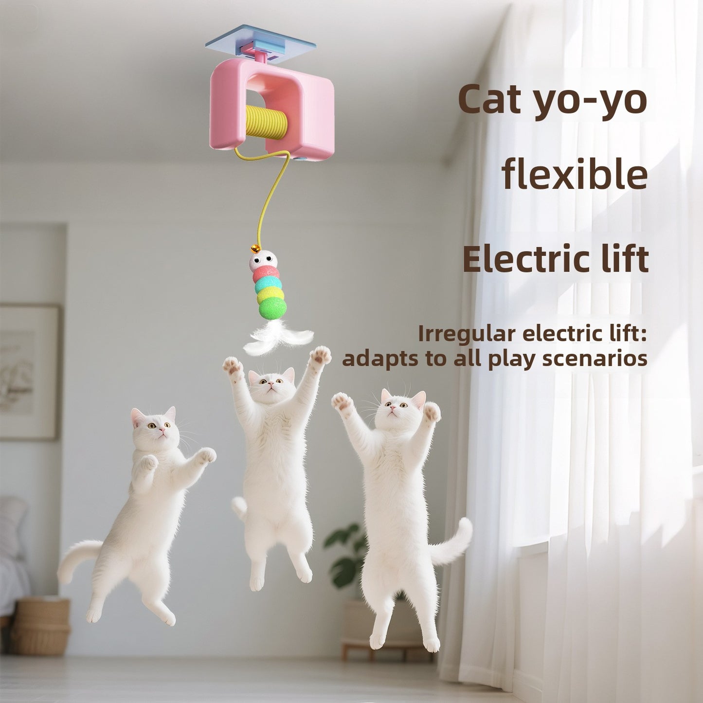 Electric Hanging Cat Toy with Feather