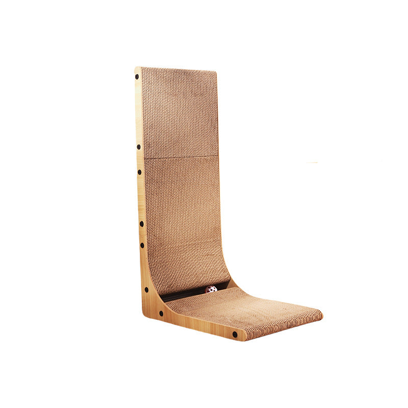 L-Shaped Vertical Cat Scratching Board with Ball