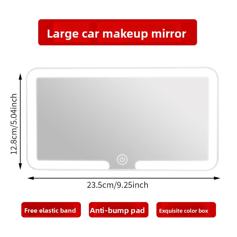 LED Illuminated Car Visor Makeup Mirror with Shatterproof Design