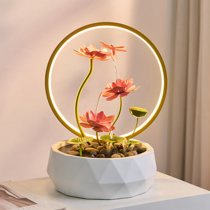 Modern Lotus Water Feature with Circulating Pump