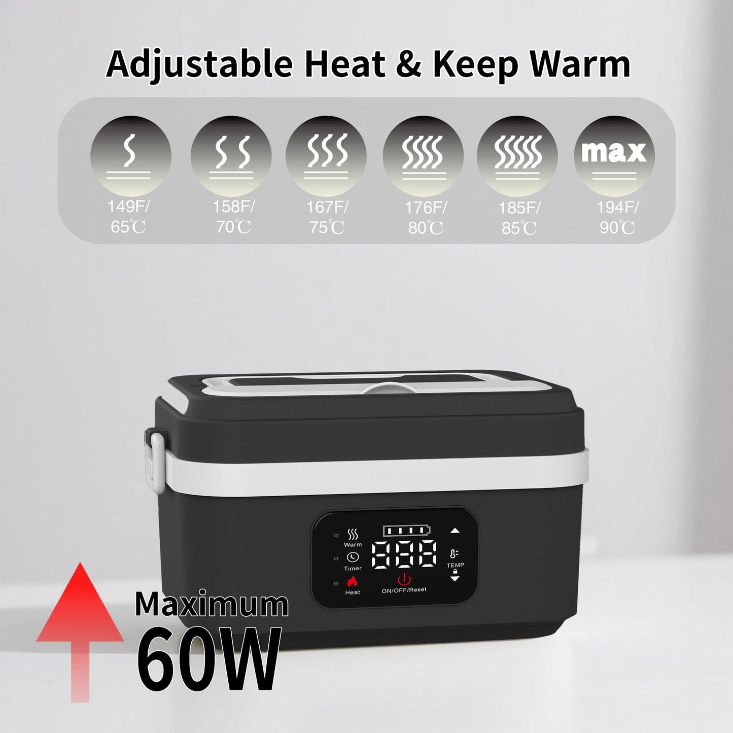 USB Charging Insulation Lunch Box with Wireless Heating