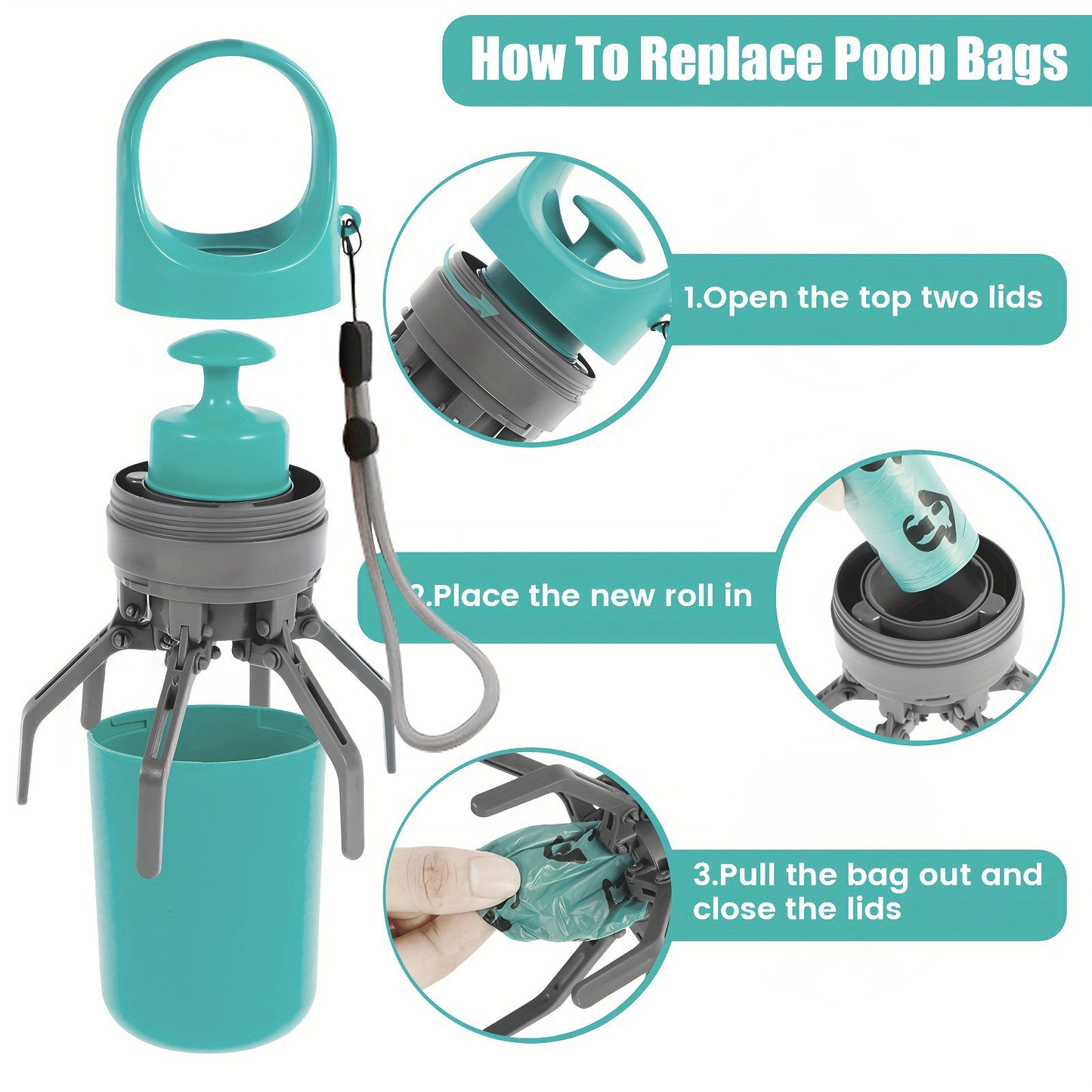Portable Dog Waste Picker with Bag Dispenser