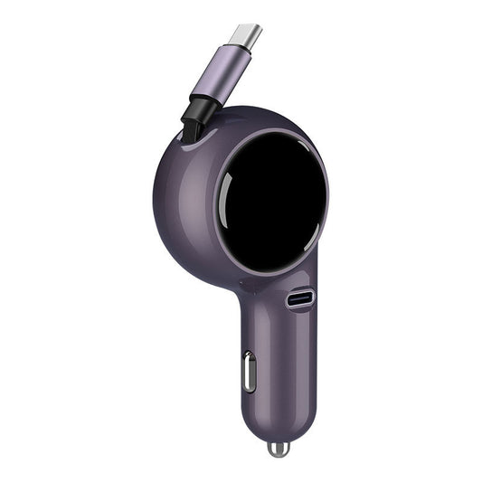Retractable 60W Fast Car Charger with Dual USB Ports