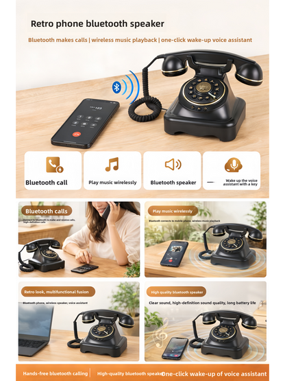 Wireless Bluetooth Retro Landline Phone with Voice Assistant