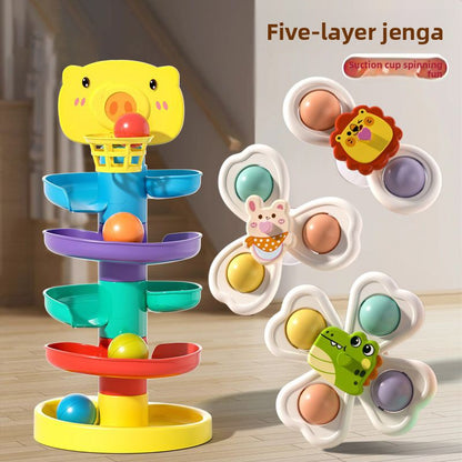 Baby Early Education Stacking Toy with Rolling Tracks