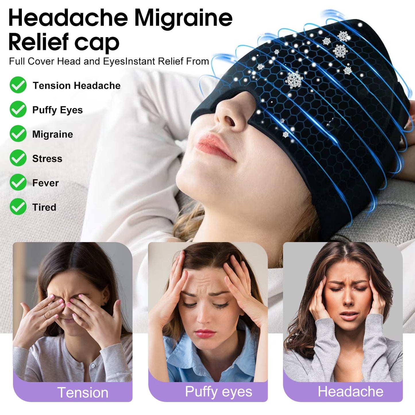 Migraine Quick Relief Hot Cold Therapy Gel Head Cap