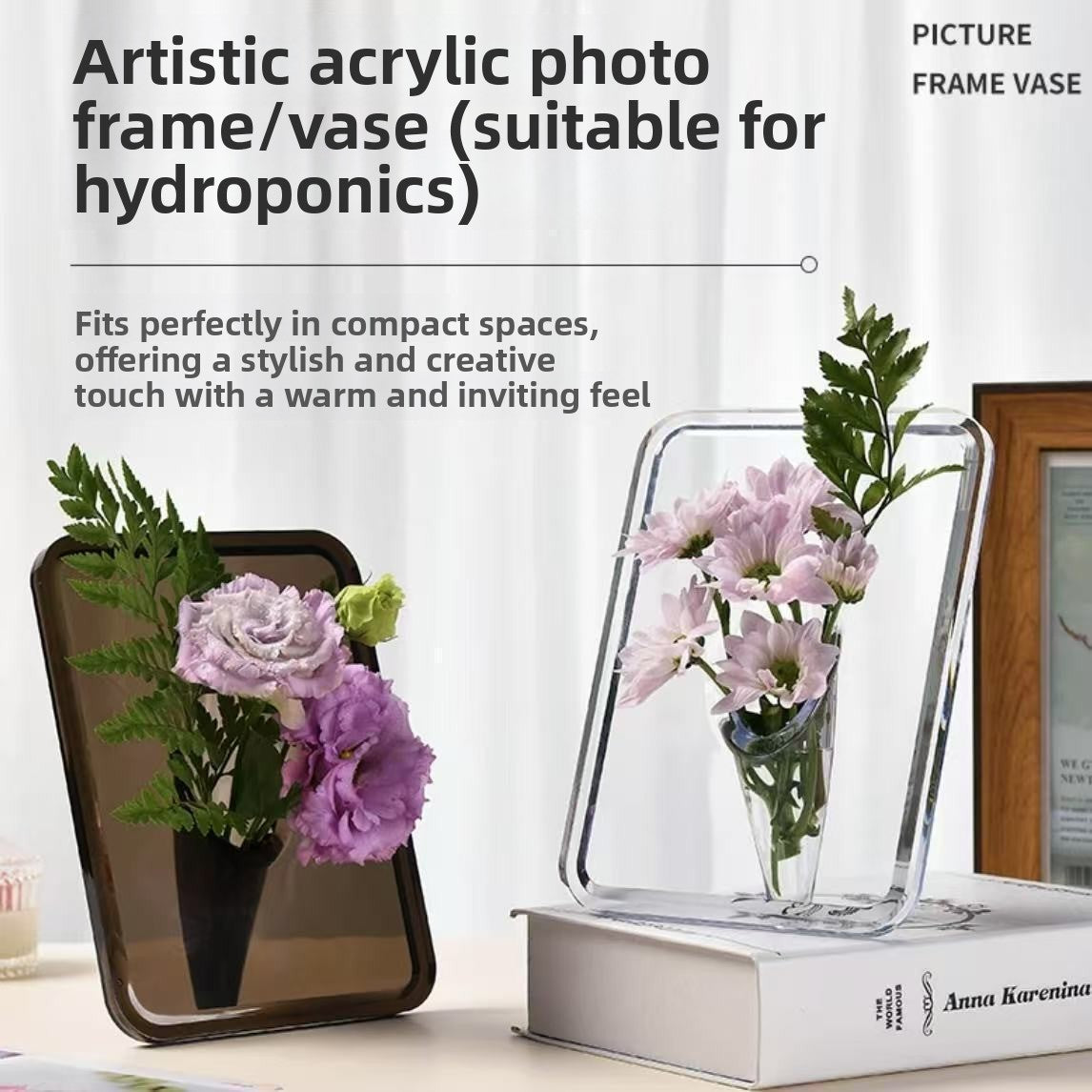 Transparent Photo Frame Vase Hydroponic Desktop Decor