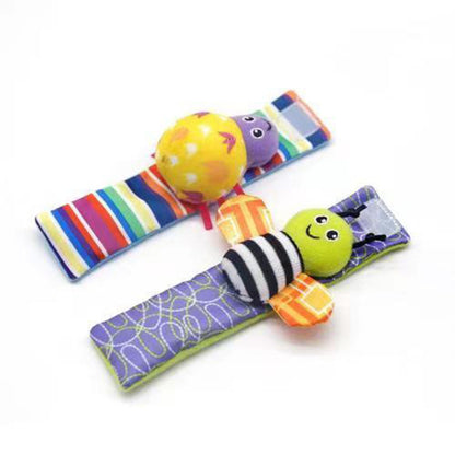 Baby wristband with cartoon plush sock toy