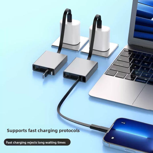Retractable 66W Fast Charging Cable with Type-C and Lightning Connectors