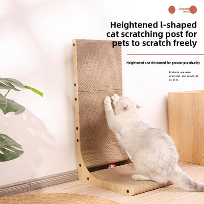 L-Shaped Vertical Cat Scratching Board with Ball