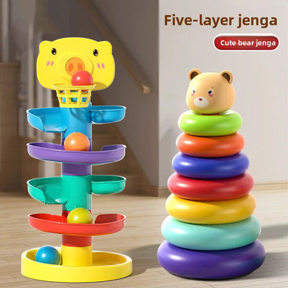 Baby Early Education Stacking Toy with Rolling Tracks