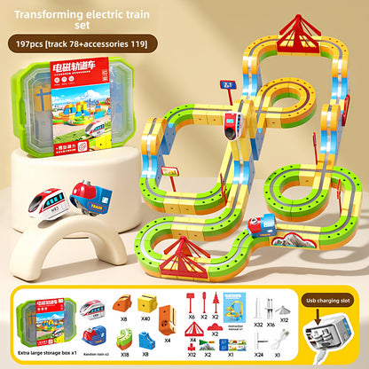 Magic Transformable Magnetic Track Cube Building Set