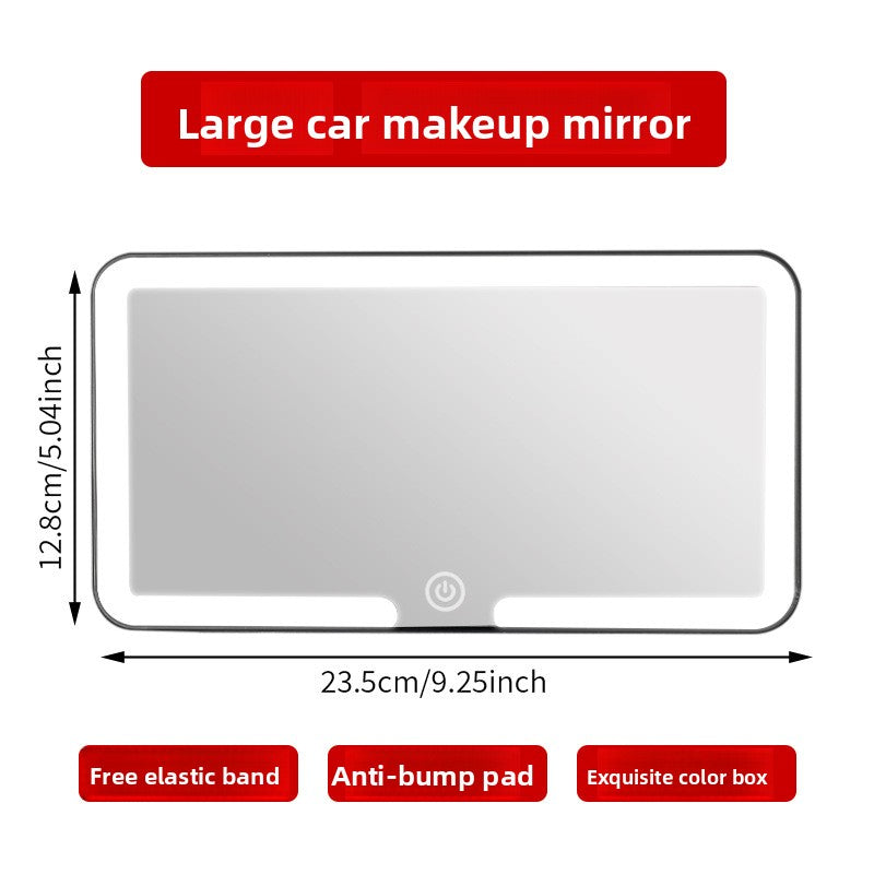LED Illuminated Car Visor Makeup Mirror with Shatterproof Design