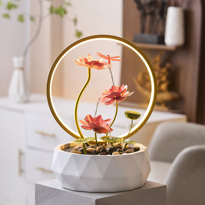 Modern Lotus Water Feature with Circulating Pump