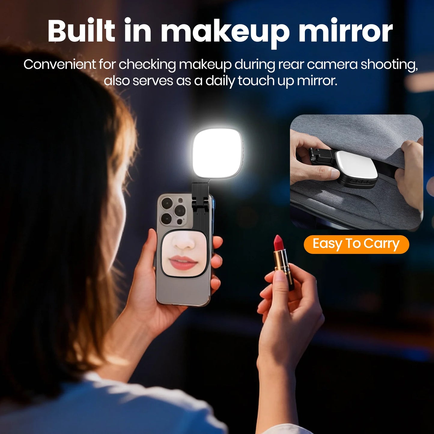 2-In-1 Magnetic Portable Makeup Mirror & Selfie Light