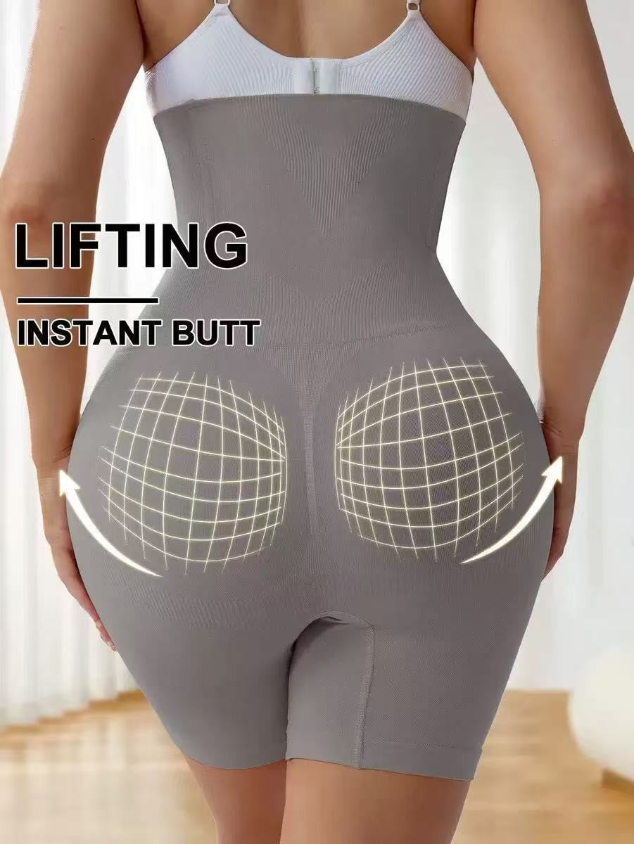 High-waisted plus-size slimming shapewear pants with waist-cinching effect