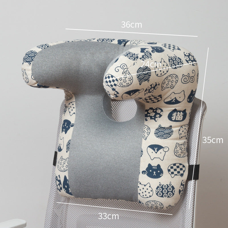 Ergonomic Office Sleeping Pillow for Neck and Back Support, Comfy Nap Headrest Cushion