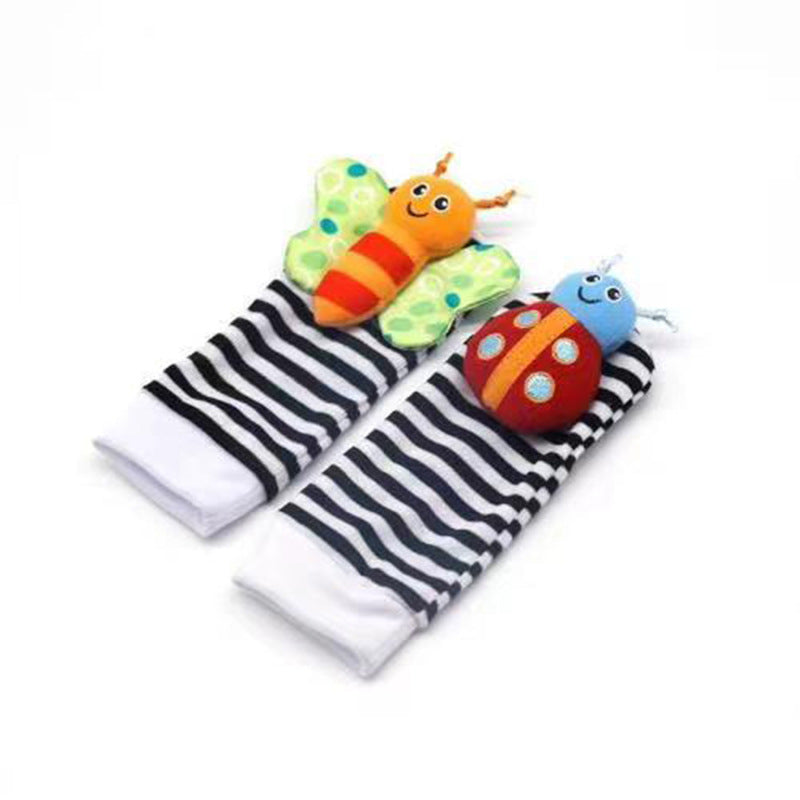 Baby wristband with cartoon plush sock toy