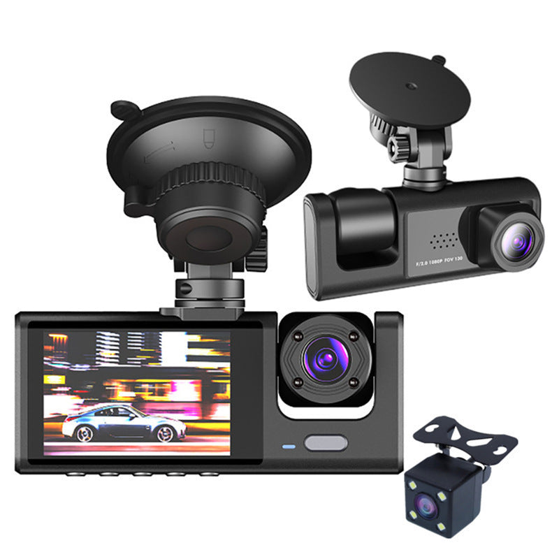 Triple Lens Car Dash Cam with WiFi Connectivity