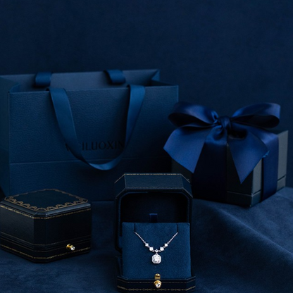 Pure Silver Moissanite Necklace with Gift Box