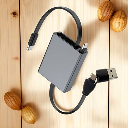 Retractable 66W Fast Charging Cable with Type-C and Lightning Connectors