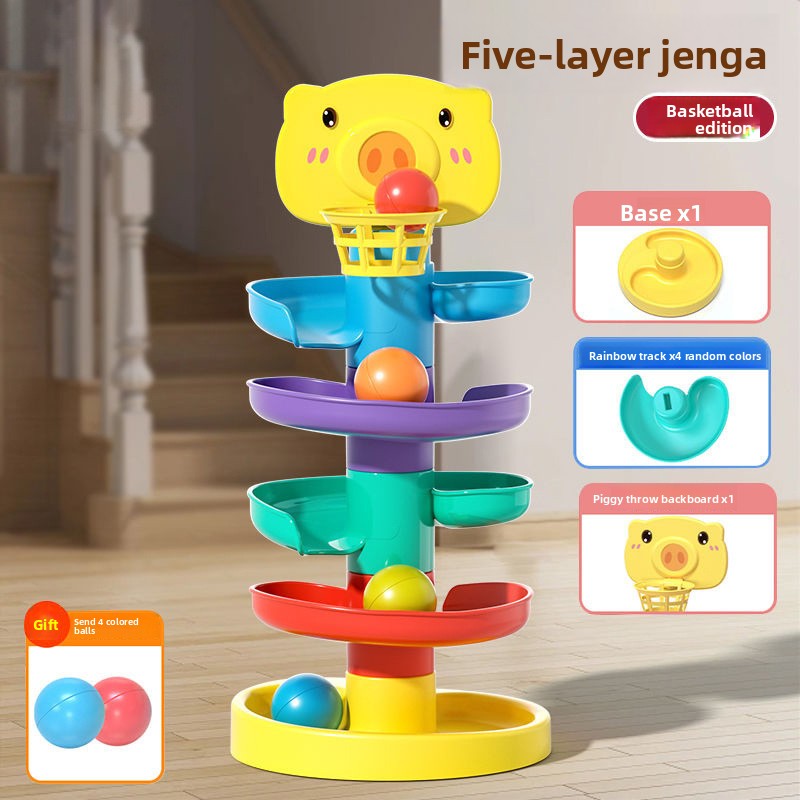 Baby Early Education Stacking Toy with Rolling Tracks